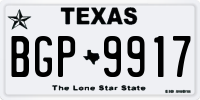 TX license plate BGP9917