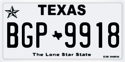 TX license plate BGP9918
