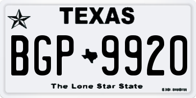 TX license plate BGP9920