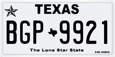 TX license plate BGP9921