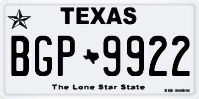 TX license plate BGP9922