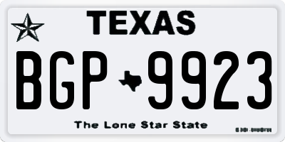 TX license plate BGP9923