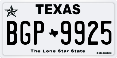 TX license plate BGP9925