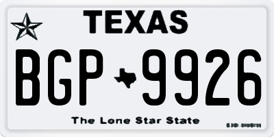 TX license plate BGP9926