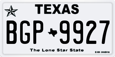 TX license plate BGP9927
