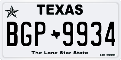 TX license plate BGP9934