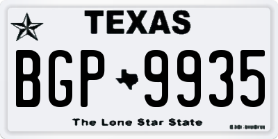 TX license plate BGP9935