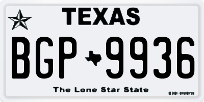TX license plate BGP9936