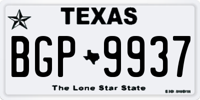 TX license plate BGP9937