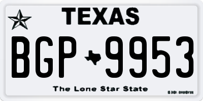 TX license plate BGP9953