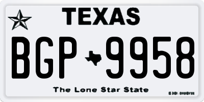 TX license plate BGP9958