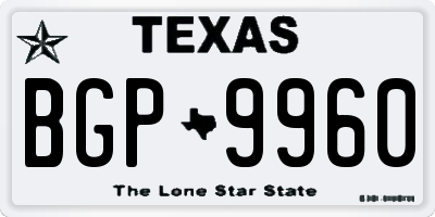 TX license plate BGP9960