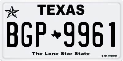 TX license plate BGP9961