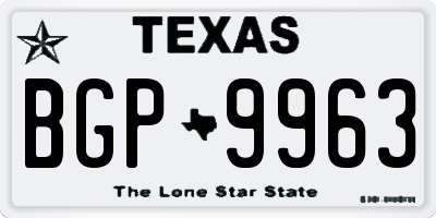 TX license plate BGP9963