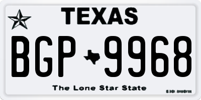 TX license plate BGP9968
