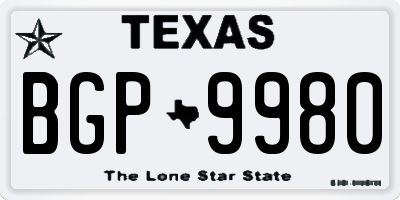 TX license plate BGP9980