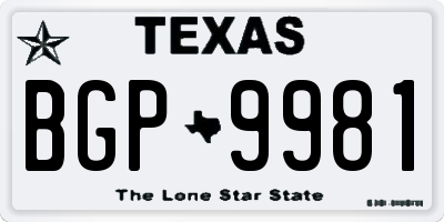TX license plate BGP9981