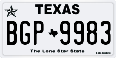 TX license plate BGP9983