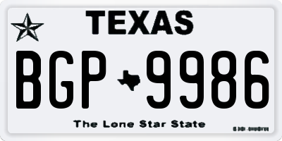 TX license plate BGP9986