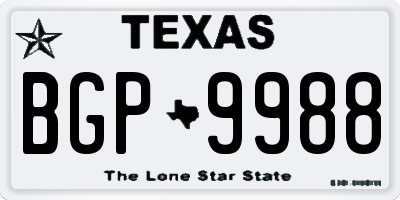 TX license plate BGP9988