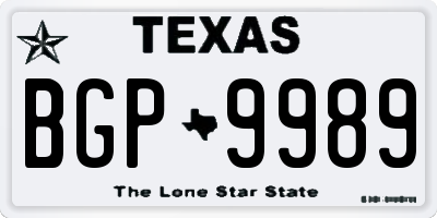 TX license plate BGP9989