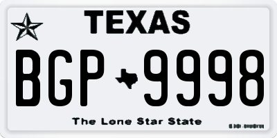 TX license plate BGP9998