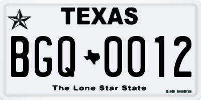 TX license plate BGQ0012