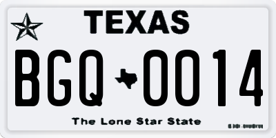 TX license plate BGQ0014