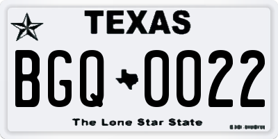 TX license plate BGQ0022