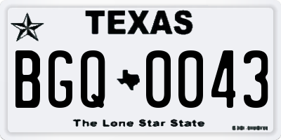 TX license plate BGQ0043