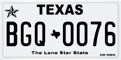 TX license plate BGQ0076