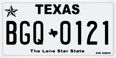 TX license plate BGQ0121