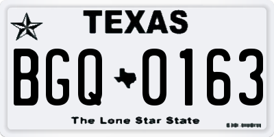 TX license plate BGQ0163