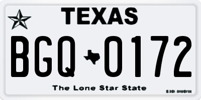 TX license plate BGQ0172