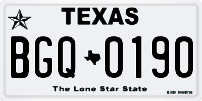 TX license plate BGQ0190