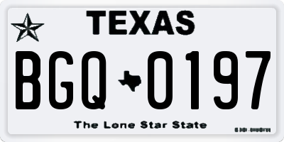 TX license plate BGQ0197