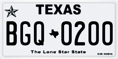 TX license plate BGQ0200
