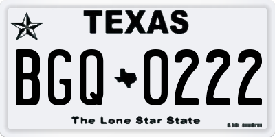 TX license plate BGQ0222