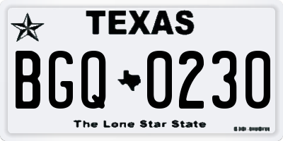 TX license plate BGQ0230