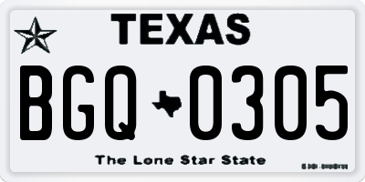 TX license plate BGQ0305