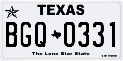 TX license plate BGQ0331