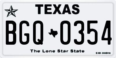 TX license plate BGQ0354