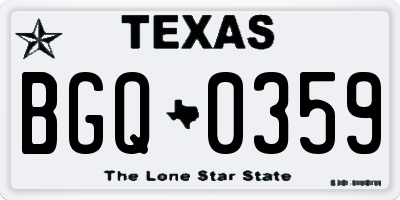 TX license plate BGQ0359