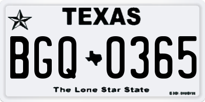 TX license plate BGQ0365