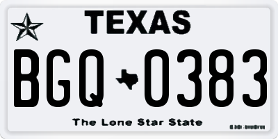 TX license plate BGQ0383