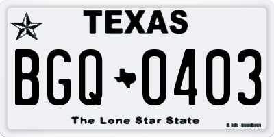 TX license plate BGQ0403