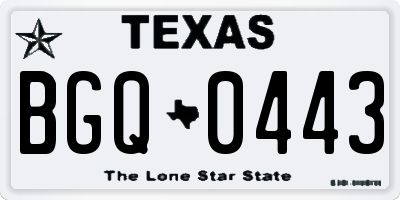 TX license plate BGQ0443