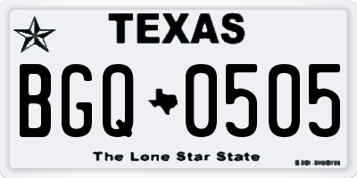 TX license plate BGQ0505