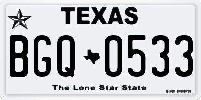 TX license plate BGQ0533