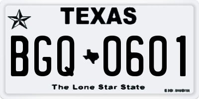 TX license plate BGQ0601